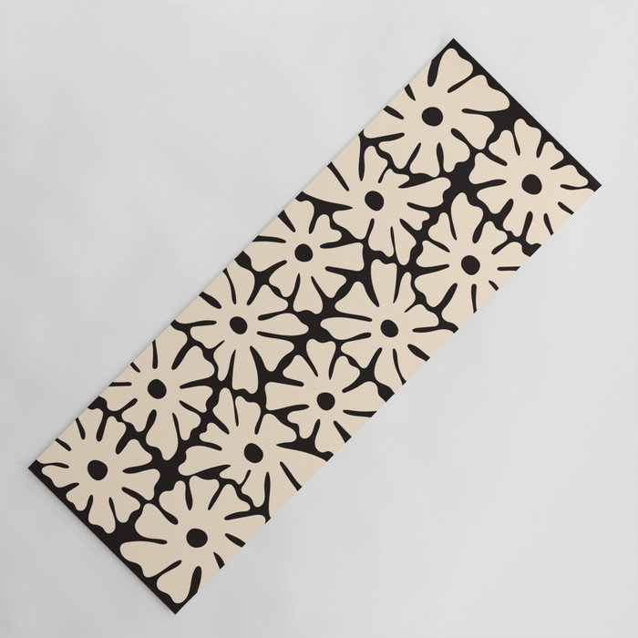 Mid-Century Flowers in Black & White Yoga Mat Gallery Image 1