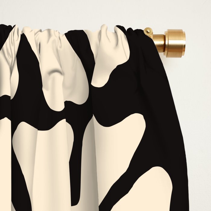 Mid-Century Flowers in Black & White Window Curtain Gallery Image 2