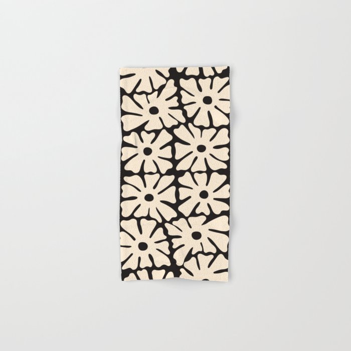 Mid-Century Flowers in Black & White Bath Towel Gallery Image 1