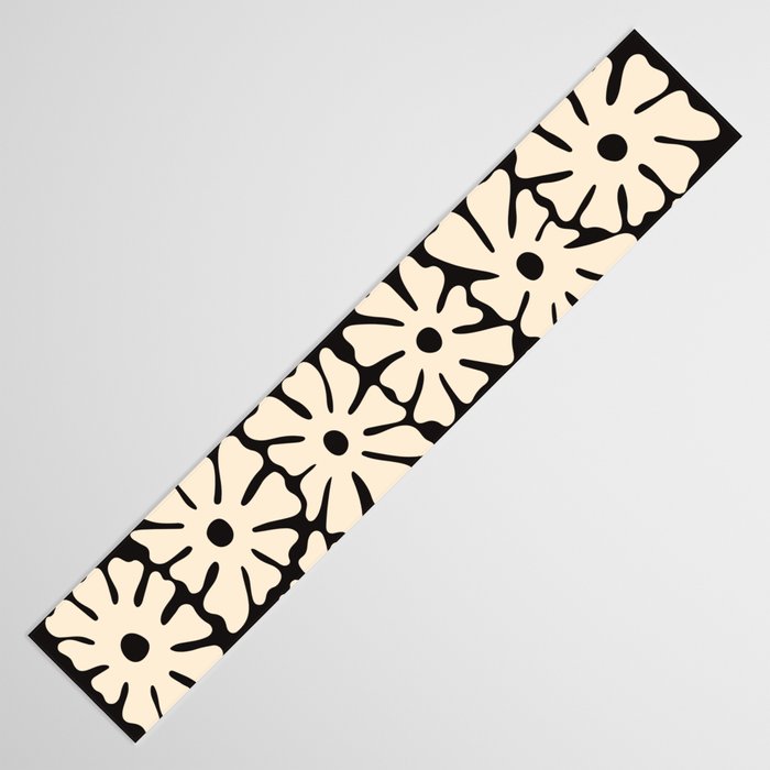 Mid-Century Flowers in Black & White Table Runner Gallery Image 3