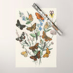 Vintage Scientific Illustration Butterfly Botanical Floral Lithograph Encyclopaedia Diagrams  Wrapping Paper Gallery Image 1