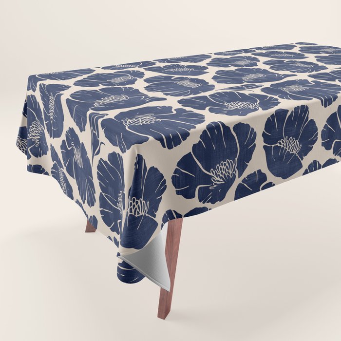 Poppies Indigo Tablecloth Gallery Image 1