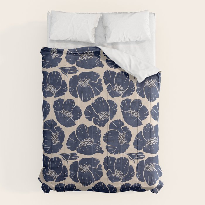 Poppies Indigo Comforter Gallery Image 6