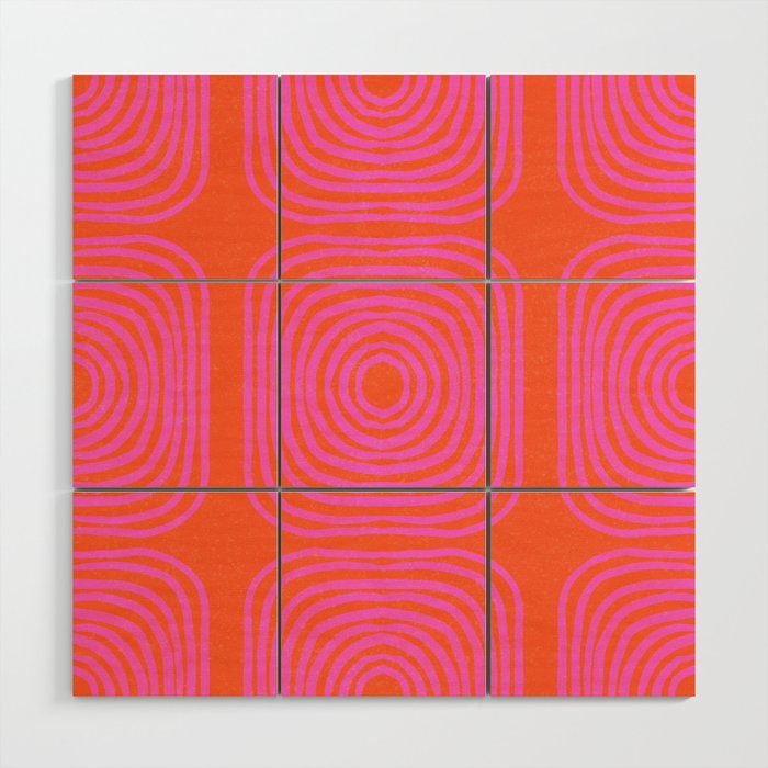 LISBOA, neon pink Wood Wall Art Gallery Image 1