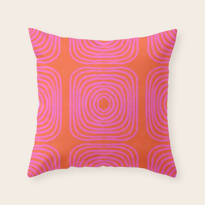 LISBOA, neon pink Throw Pillow Gallery Image 1