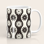 Retro Wavy Stripes with Flowers in Black & Off White Coffee Mug Gallery Image 1
