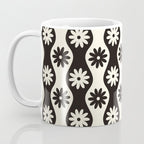 Retro Wavy Stripes with Flowers in Black & Off White Coffee Mug Gallery Image 3