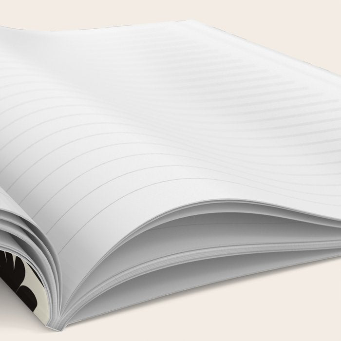 Retro Wavy Stripes with Flowers in Black & Off White Notebook Gallery Image 2