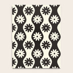 Retro Wavy Stripes with Flowers in Black & Off White Notebook Gallery Image 4