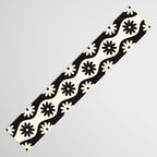 Retro Wavy Stripes with Flowers in Black & Off White Table Runner Gallery Image 3