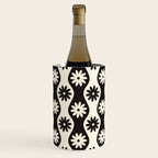 Retro Wavy Stripes with Flowers in Black & Off White Wine Chiller Gallery Image 2