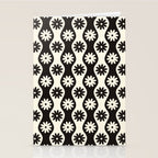 Retro Wavy Stripes with Flowers in Black & Off White Stationery Card Gallery Image 2