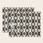 Retro Wavy Stripes with Flowers in Black & Off White Placemat Gallery Image 1