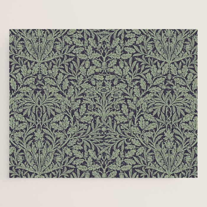 William Morris Acorn Pure Ink Green Jigsaw Puzzle Gallery Image 1