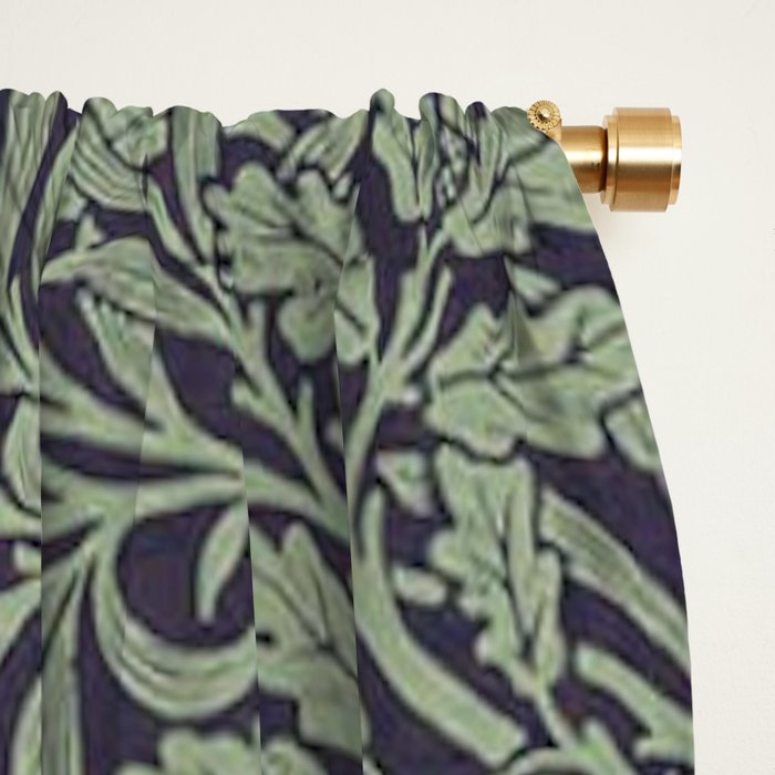 William Morris Acorn Pure Ink Green Window Curtain Gallery Image 2