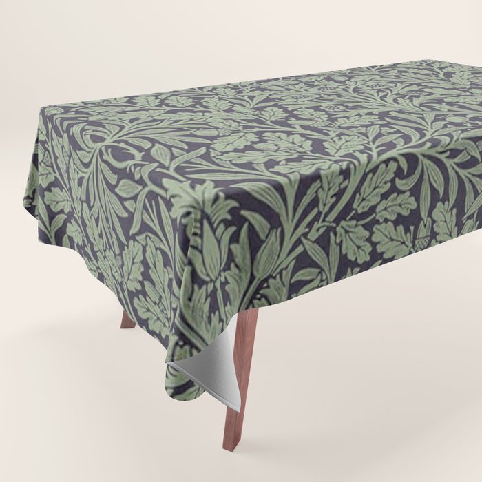 William Morris Acorn Pure Ink Green Tablecloth Gallery Image 1
