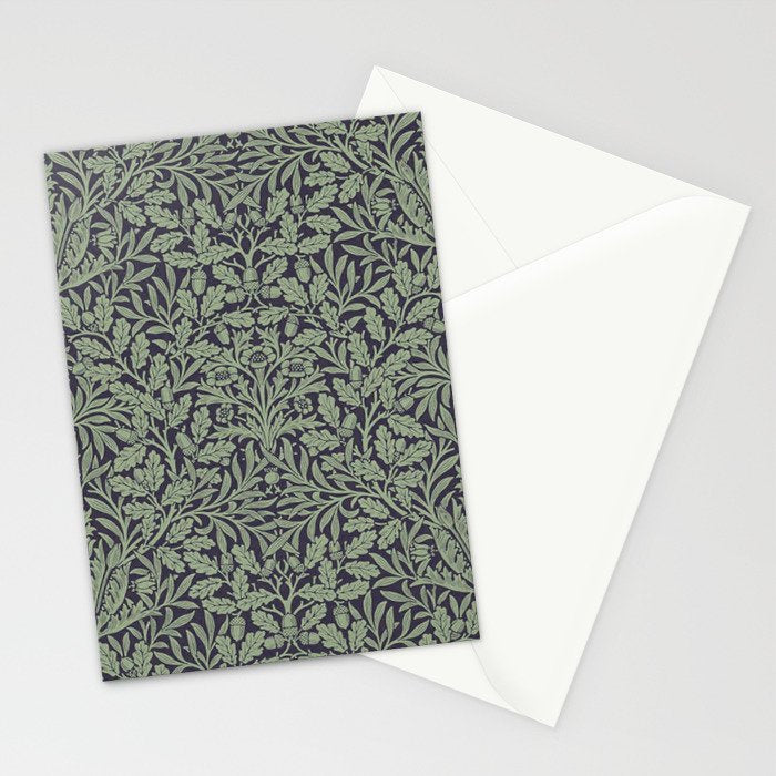 William Morris Acorn Pure Ink Green Stationery Card Gallery Image 2