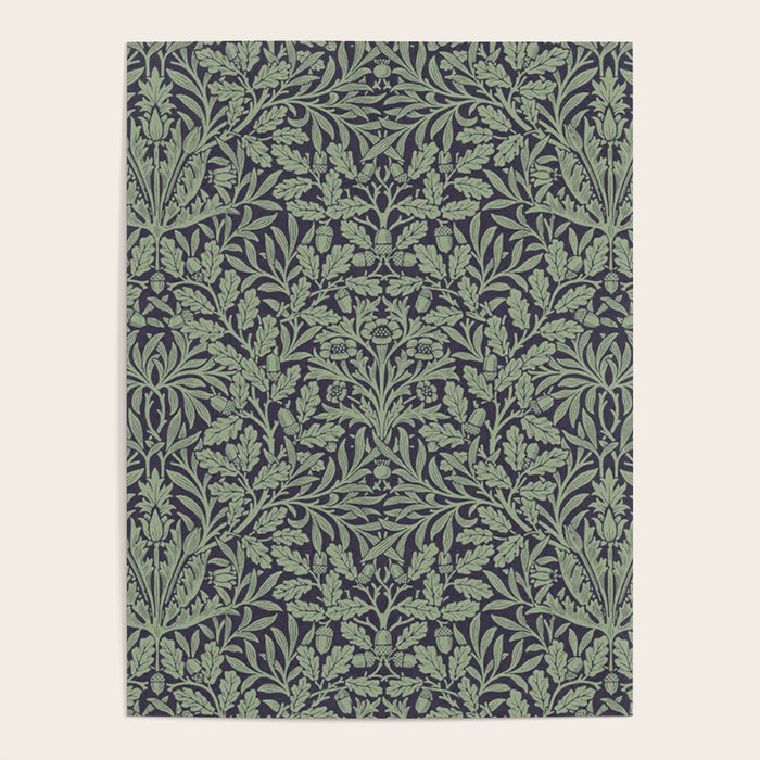 William Morris Acorn Pure Ink Green Poster Gallery Image 1