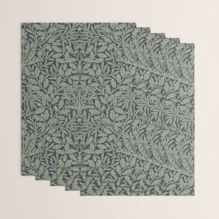 William Morris Acorn Pure Ink Green Wrapping Paper Gallery Image 3