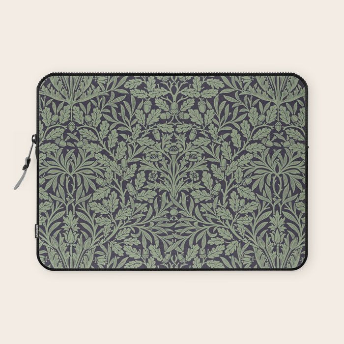 William Morris Acorn Pure Ink Green Laptop Sleeve Gallery Image 1