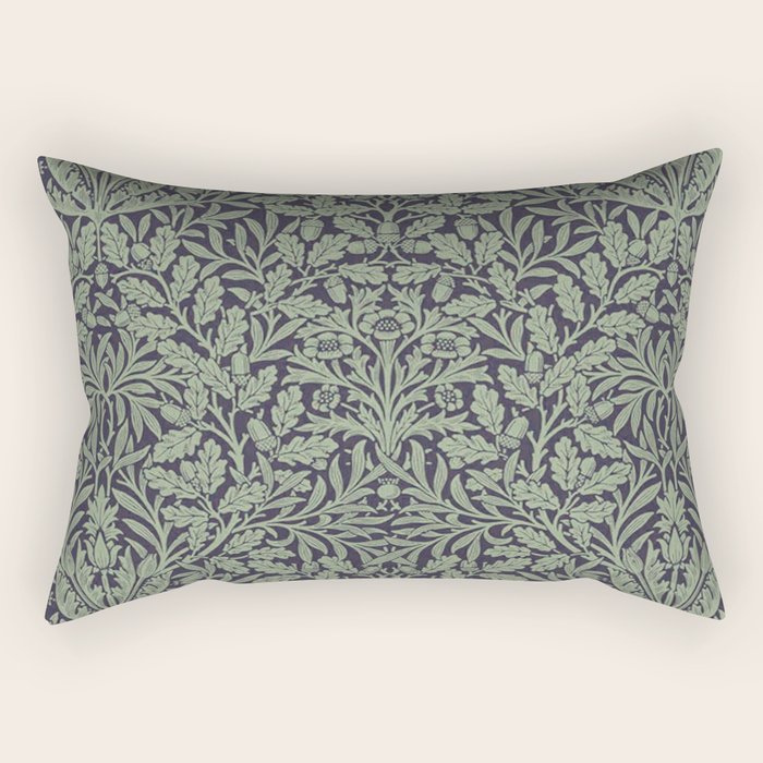 William Morris Acorn Pure Ink Green Rectangular Pillow Gallery Image 2