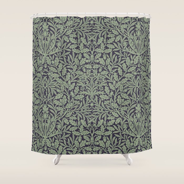 William Morris Acorn Pure Ink Green Shower Curtain Gallery Image 1