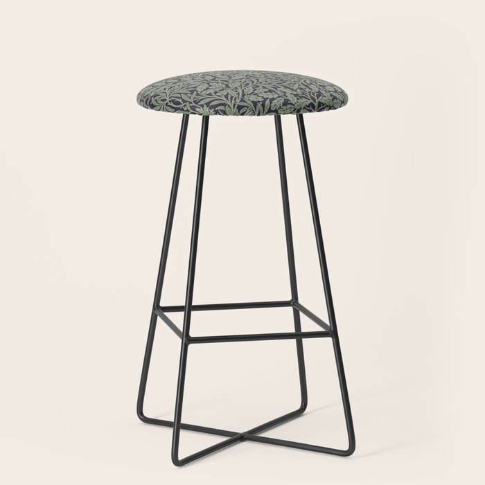 William Morris Acorn Pure Ink Green Stool Gallery Image 1