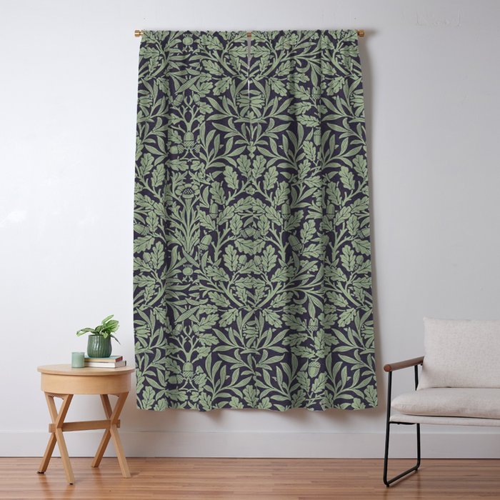 William Morris Acorn Pure Ink Green Window Curtain Gallery Image 5