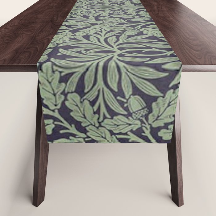 William Morris Acorn Pure Ink Green Table Runner Gallery Image 1