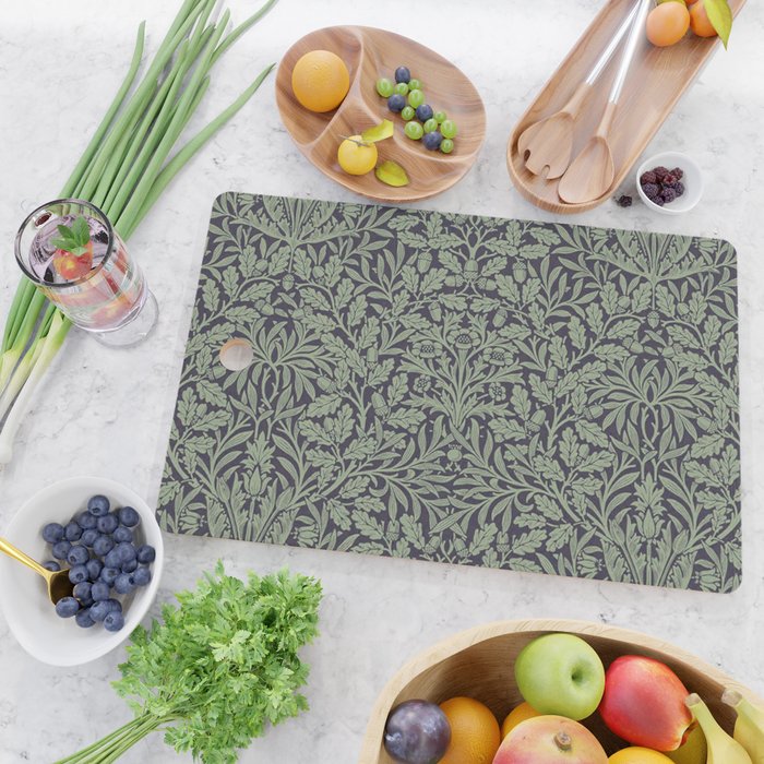 William Morris Acorn Pure Ink Green Cutting Board Gallery Image 2