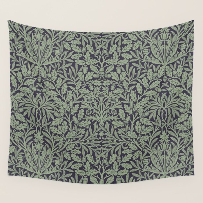 William Morris Acorn Pure Ink Green Wall Tapestry Gallery Image 1