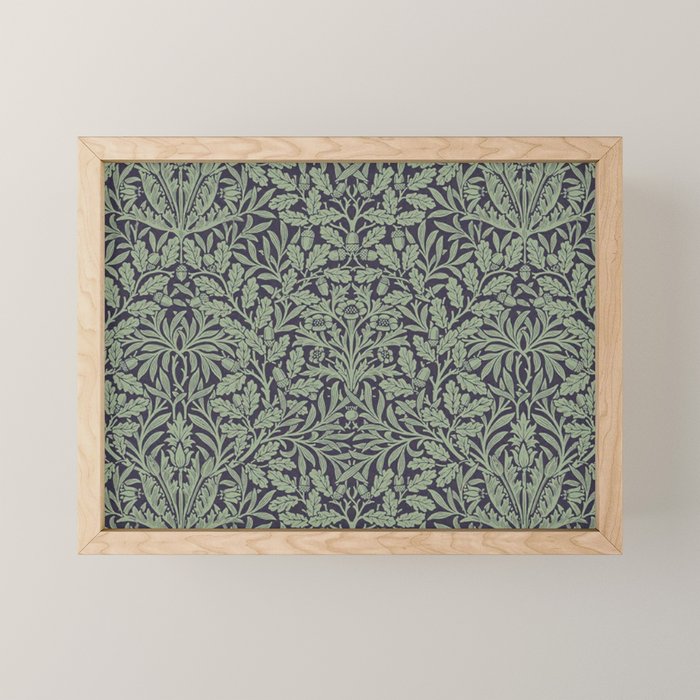 William Morris Acorn Pure Ink Green Mini Art Print Gallery Image 1