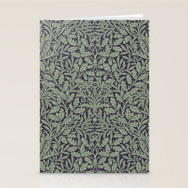 William Morris Acorn Pure Ink Green Stationery Card Gallery Image 2