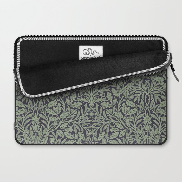 William Morris Acorn Pure Ink Green Laptop Sleeve Gallery Image 2