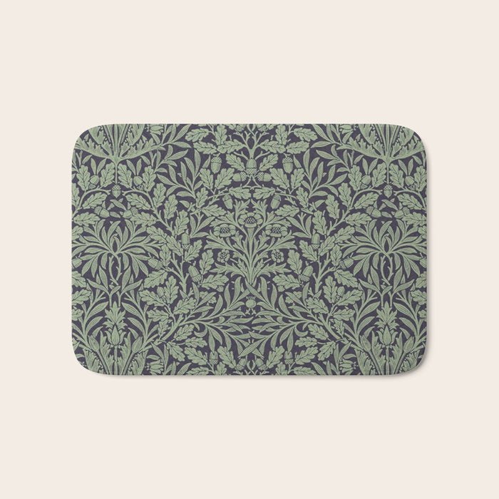 William Morris Acorn Pure Ink Green Bath Mat Gallery Image 1