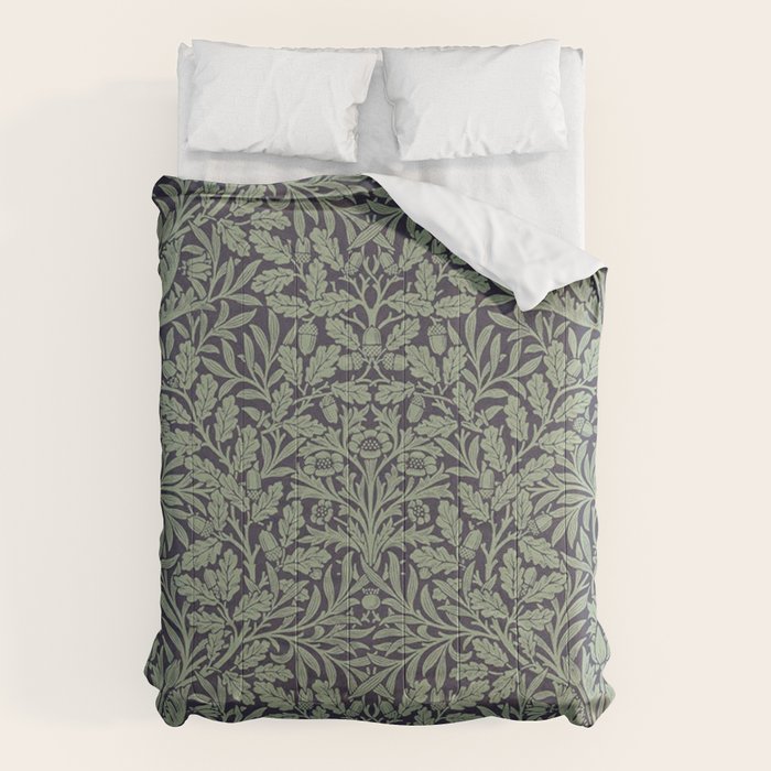William Morris Acorn Pure Ink Green Comforter Gallery Image 6