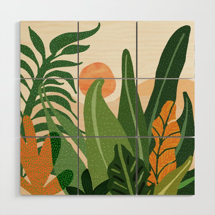 Desert Garden Sunset Landscape Wood Wall Art Gallery Image 1