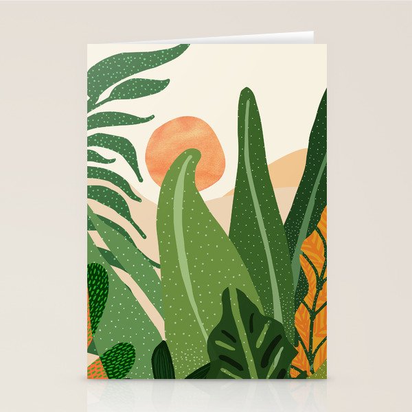 Desert Garden Sunset Landscape Stationery Card Gallery Image 1
