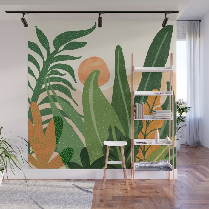 Desert Garden Sunset Landscape Wall Mural Gallery Image 1