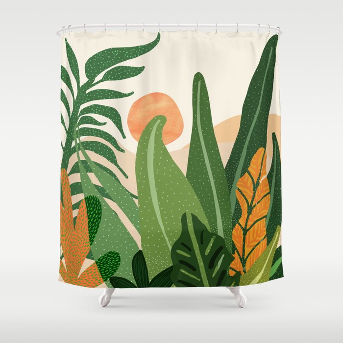 Desert Garden Sunset Landscape Shower Curtain Gallery Image 1