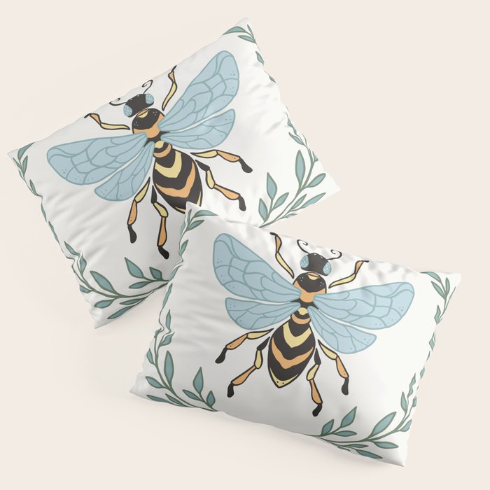 Queen Bee with Gold Crown and Laurel Frame Pillow Sham Gallery Image 1