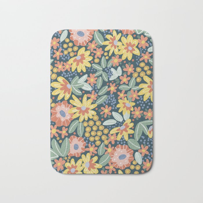 Alicia Blue Pattern Bath Mat Gallery Image 1