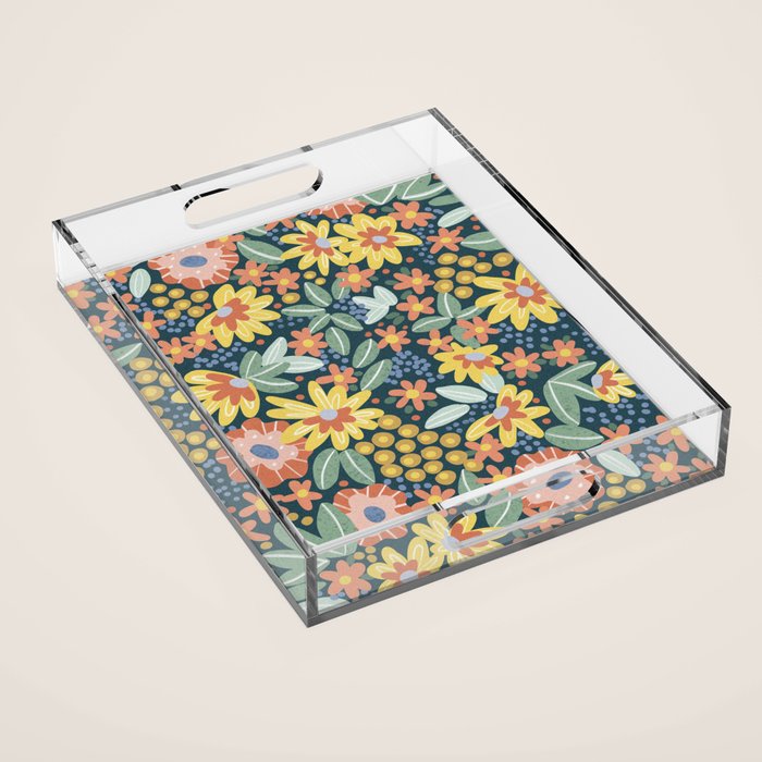 Alicia Blue Pattern Acrylic Tray Gallery Image 1