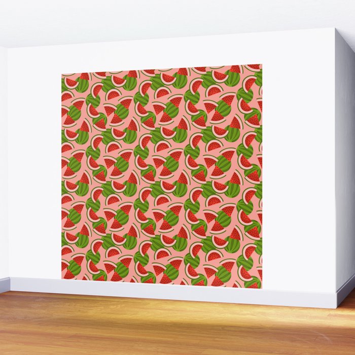 Watermelon Pattern on Pink Wall Mural Gallery Image 2