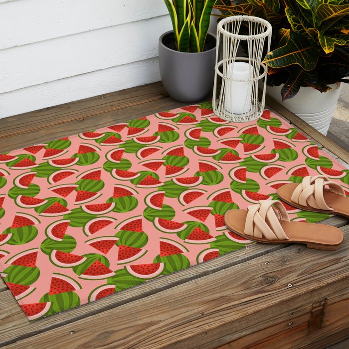 Watermelon Pattern on Pink Outdoor Rug Gallery Image 2