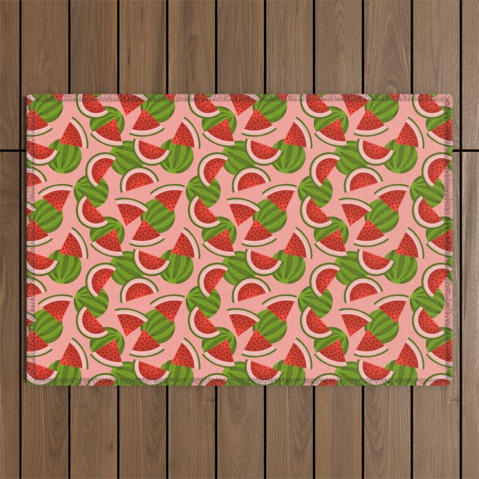 Watermelon Pattern on Pink Outdoor Rug Gallery Image 1