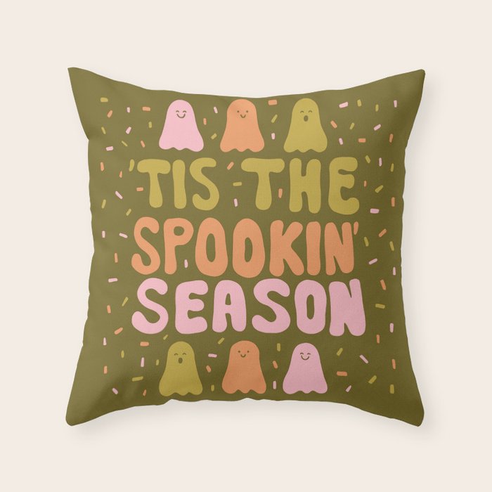 'Tis the Spookin Season in Green Throw Pillow Gallery Image 6