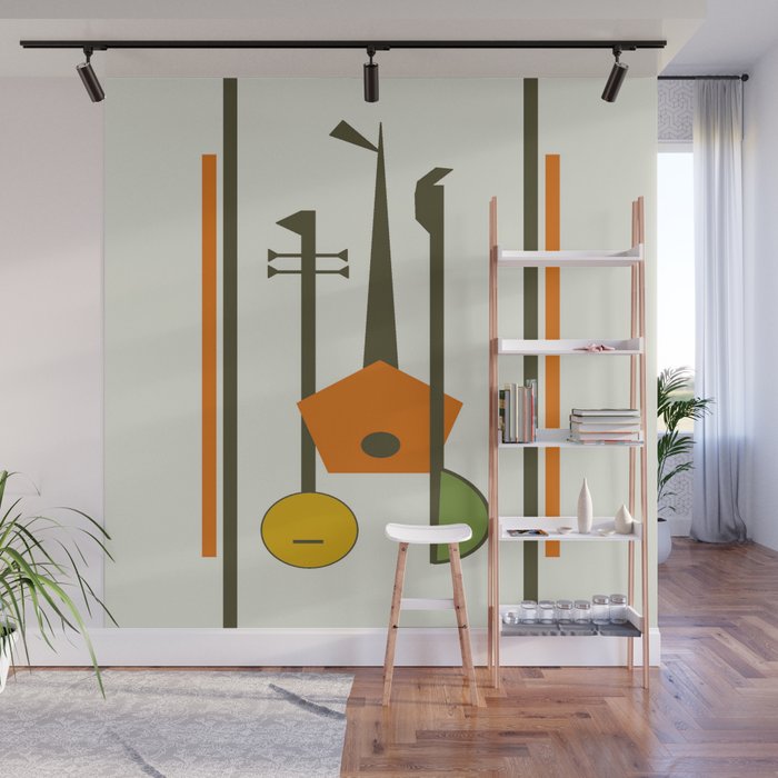 Mid-Century Modern Art Musical Strings Wall Mural