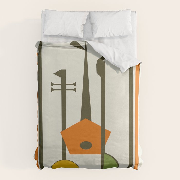 Mid-Century Modern Art Musical Strings Duvet Cover Gallery Image 6