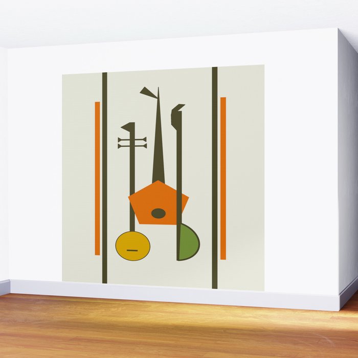 Mid-Century Modern Art Musical Strings Wall Mural Gallery Image 2